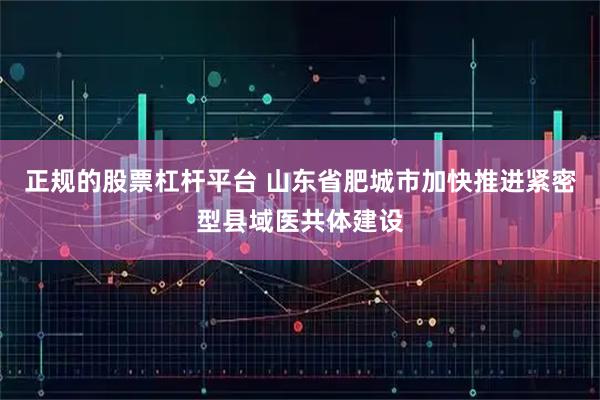 正规的股票杠杆平台 山东省肥城市加快推进紧密型县域医共体建设